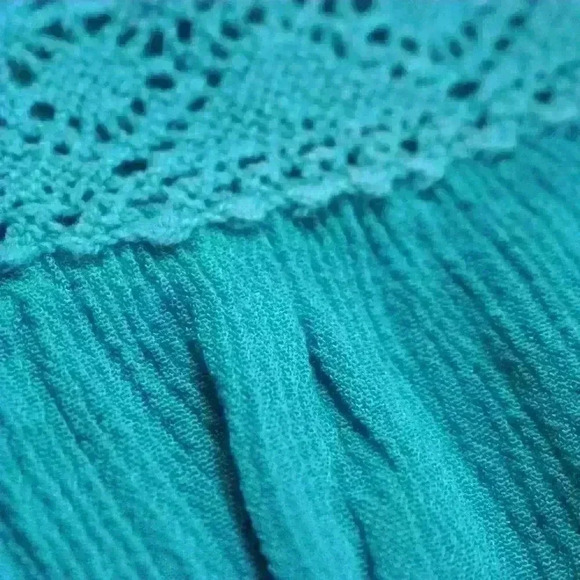 ST. JOHN'S BAY Blue Floaty Crepe Sleeveless Long A-Line Tank Top Women Medium - Picture 7 of 8